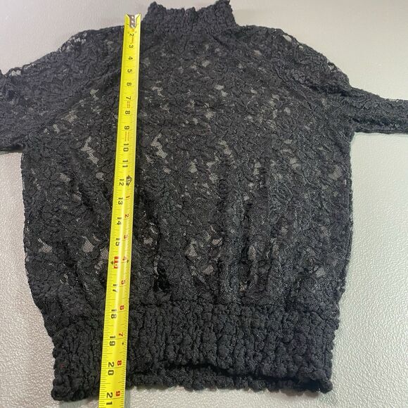 J FOR JUSTIFY Lace Sheer Blouse High Neck Long Sleeve Romantic Womens M Black - Picture 7 of 13